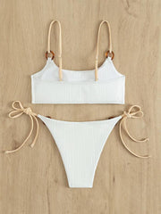 Women's solid color hoop sexy bikini sets - 808Lush