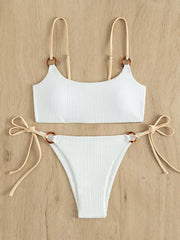 Women's solid color hoop sexy bikini sets - 808Lush