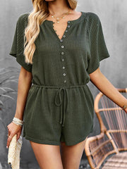 Women's solid color jumpsuit casual home shorts - 808Lush