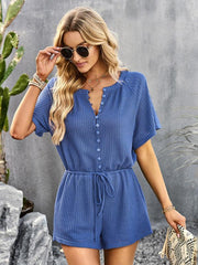 Women's solid color jumpsuit casual home shorts - 808Lush