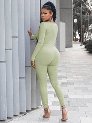 Women's solid color slim fit hip lifting Jumpsuit - 808Lush
