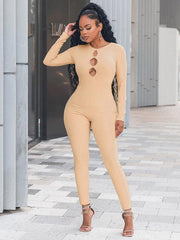 Women's solid color slim fit hip lifting Jumpsuit - 808Lush