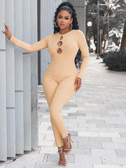 Women's solid color slim fit hip lifting Jumpsuit - 808Lush