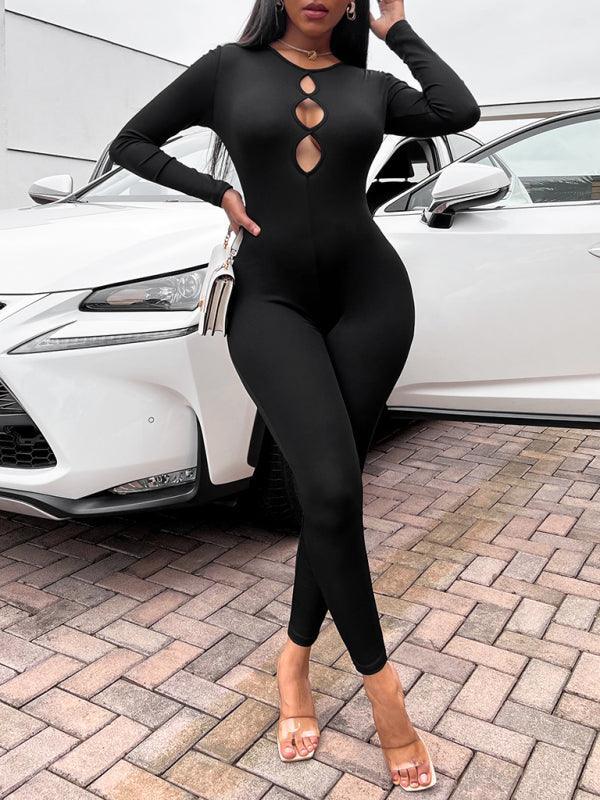 Women's solid color slim fit hip lifting Jumpsuit - 808Lush
