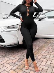 Women's solid color slim fit hip lifting Jumpsuit - 808Lush