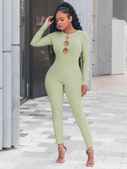 Women's solid color slim fit hip lifting Jumpsuit - 808Lush