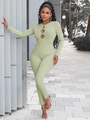 Women's solid color slim fit hip lifting Jumpsuit - 808Lush