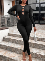 Women's solid color slim fit hip lifting Jumpsuit - 808Lush