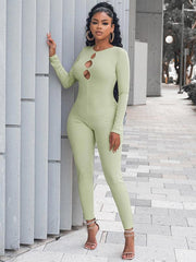 Women's solid color slim fit hip lifting Jumpsuit - 808Lush