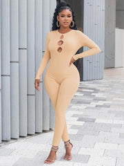 Women's solid color slim fit hip lifting Jumpsuit - 808Lush
