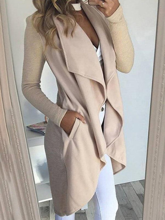 Women's solid color slim fit lapel jacket - 808Lush