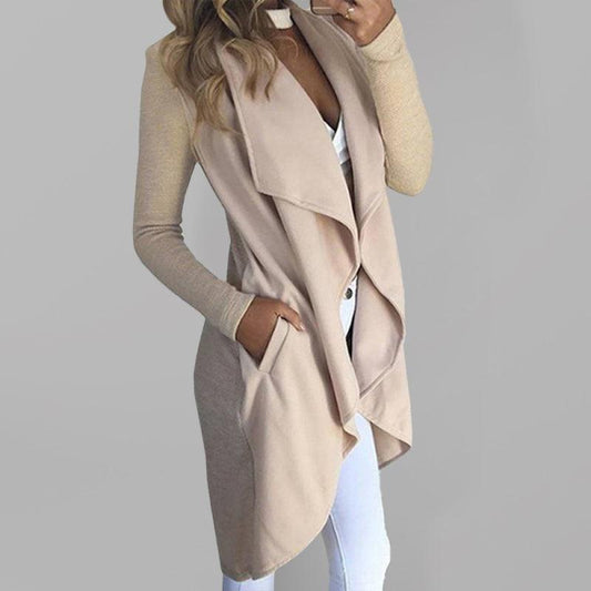 Women's solid color slim fit lapel jacket - 808Lush