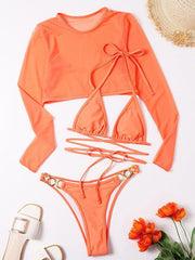 3 Piece Bikini Set Long-sleeved mesh - 808Lush