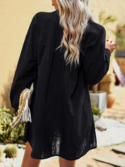 Women's temperament commuting solid color long-sleeved top shirt long - 808Lush