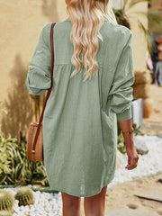 Women's temperament commuting solid color long-sleeved top shirt long - 808Lush