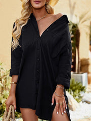 Women's temperament commuting solid color long-sleeved top shirt long - 808Lush