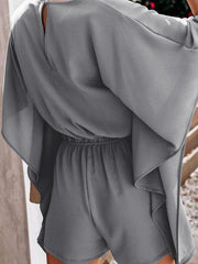 Women's shorts V-neck high waist tie loose jumpsuit - 808Lush