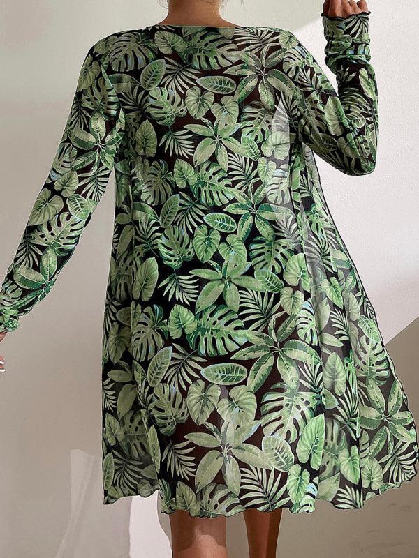 Women's tropical print bikini three-piece sets - 808Lush
