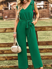 Women's woven temperament commuting waist slimming sleeveless jumpsuit - 808Lush