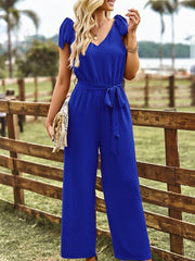 Women's woven temperament commuting waist slimming sleeveless jumpsuit - 808Lush