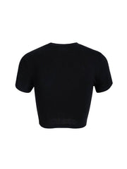 Y2K solid color slim fit cropped short-sleeved top - 808Lush