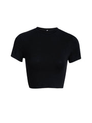 Y2K solid color slim fit cropped short-sleeved top - 808Lush