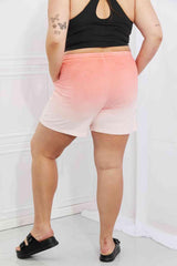 Zenana In The Zone Full Size Dip Dye High Waisted Shorts in Coral - 808Lush