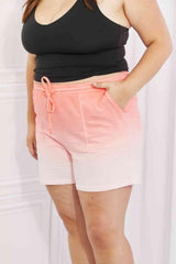 Zenana In The Zone Full Size Dip Dye High Waisted Shorts in Coral - 808Lush