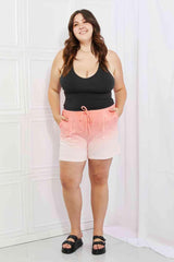 Zenana In The Zone Full Size Dip Dye High Waisted Shorts in Coral - 808Lush