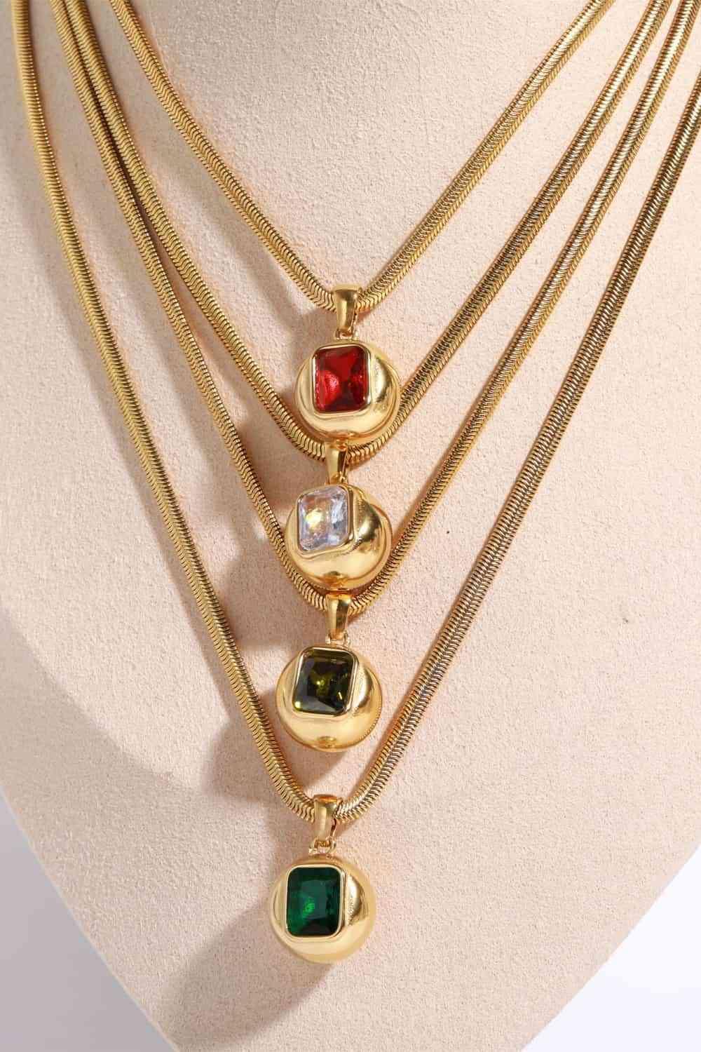 Zircon 18K Gold-Plated Geometrical Shape Pendant Necklace - 808Lush