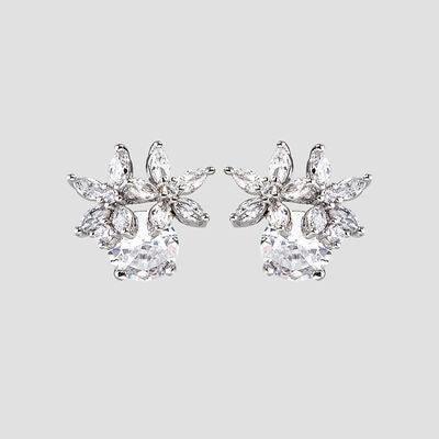 Zircon 925 Sterling Silver Flower Stud Earrings - 808Lush