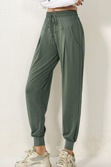Drawstring High Waist Active Pants - 808Lush