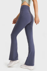 Elastic Waist Flare Yoga Pants - 808Lush