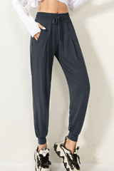 Drawstring High Waist Active Pants - 808Lush