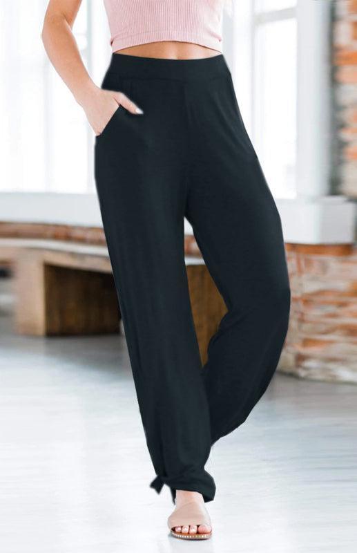 Women's Casual Casual Knit Trousers Tied Open Slits - 808Lush