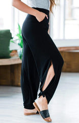 Women's Casual Casual Knit Trousers Tied Open Slits - 808Lush