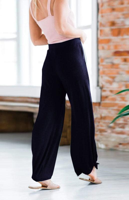 Women's Casual Casual Knit Trousers Tied Open Slits - 808Lush
