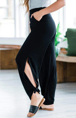 Women's Casual Casual Knit Trousers Tied Open Slits - 808Lush