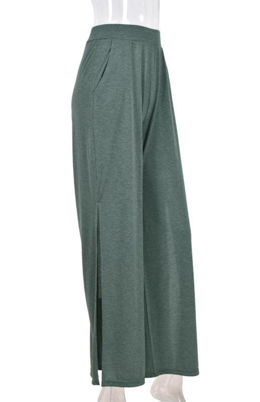 Women's Casual Casual Knit Trousers Tied Open Slits - 808Lush