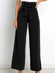Women's trousers casual versatile wide leg trousers with belt - 808Lush