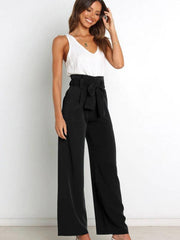 Women's trousers casual versatile wide leg trousers with belt - 808Lush