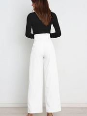 Women's trousers casual versatile wide leg trousers with belt - 808Lush