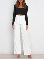 Women's trousers casual versatile wide leg trousers with belt - 808Lush
