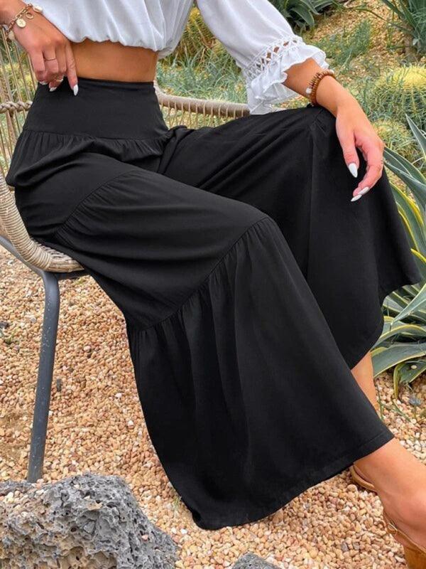Casual wide-leg cotton and linen high-waist loose trousers for women - 808Lush