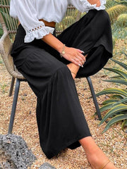 Casual wide-leg cotton and linen high-waist loose trousers for women - 808Lush