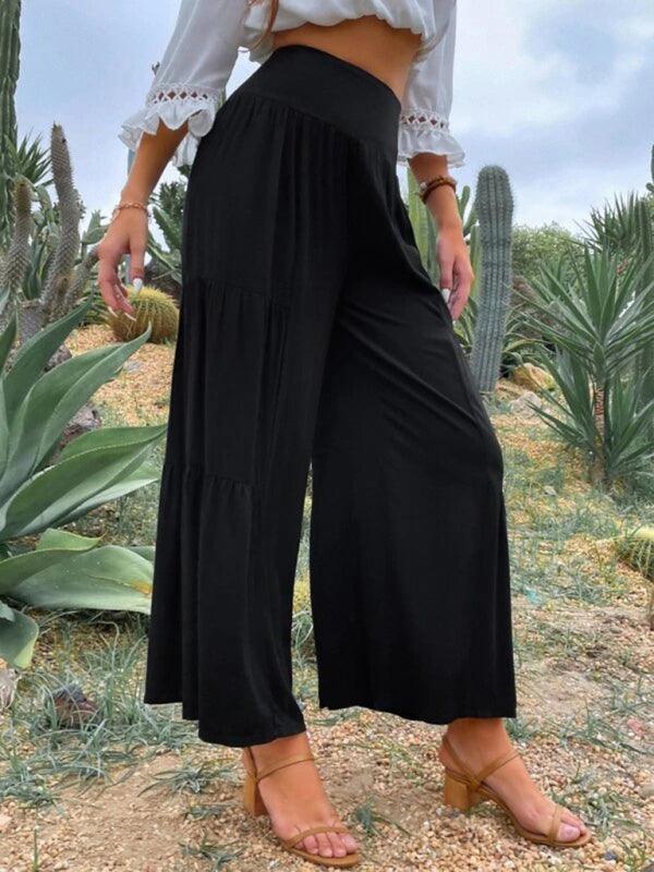 Casual wide-leg cotton and linen high-waist loose trousers for women - 808Lush