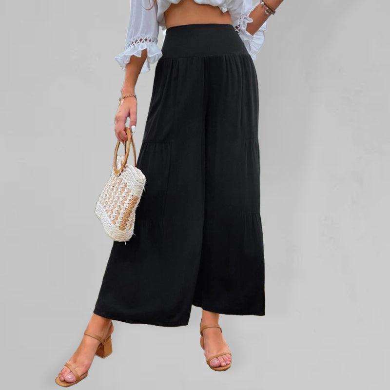 Casual wide-leg cotton and linen high-waist loose trousers for women - 808Lush