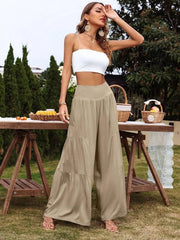 Casual wide-leg cotton and linen high-waist loose trousers for women - 808Lush