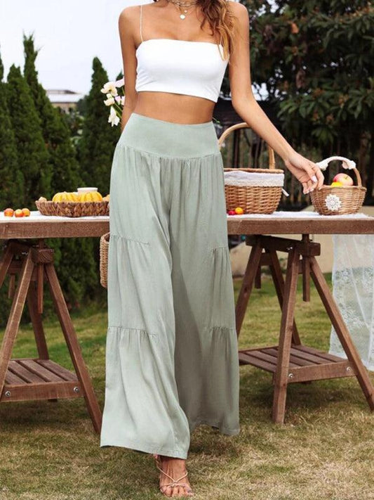 Casual wide-leg cotton and linen high-waist loose trousers for women - 808Lush