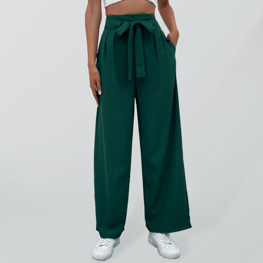 Women's casual commuting lace-up wide-leg pants - 808Lush